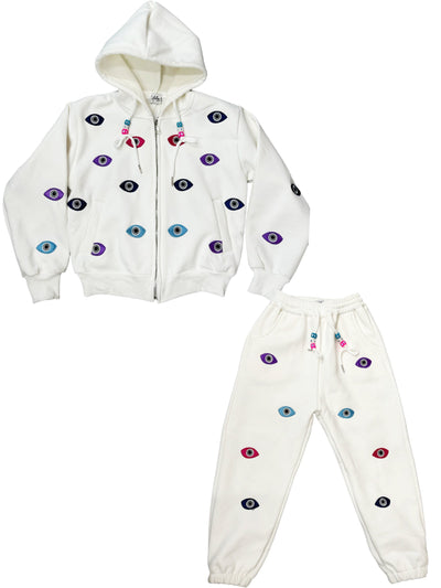 Lola + The Boys Rainbow Evil Eye Jogger Set