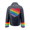 Lola + The Boys Rainbow Heart Stripe Moto Jacket