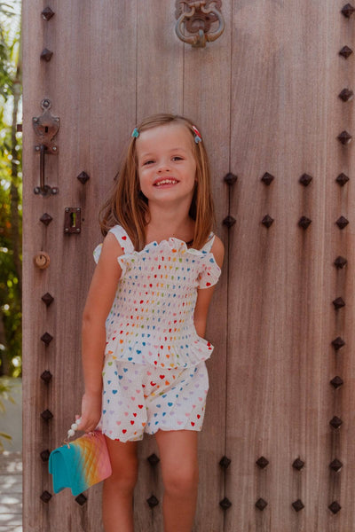 Lola + The Boys Rainbow Hearts Tank Shorts Set