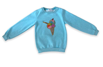 Lola + The Boys Rainbow pearls ice cream sweatshirt baby blue