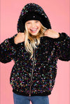 Lola + The Boys Rainbow Sequin Hooded Puffer