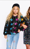 Lola + The Boys Rainbow Star Sequin Bomber