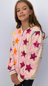 Lola + The Boys Rainbow Stars Sequin Bomber