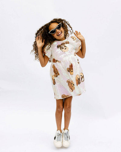 Lola + The Boys Sequin Bear Dress - Preorder ships 10/5