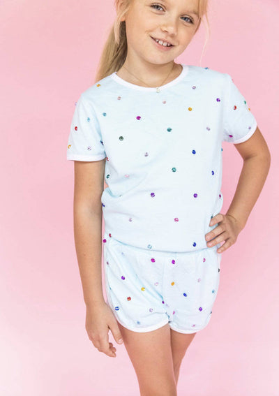 Lola + The Boys Set Baby Blue Rainbow Gem Short Set