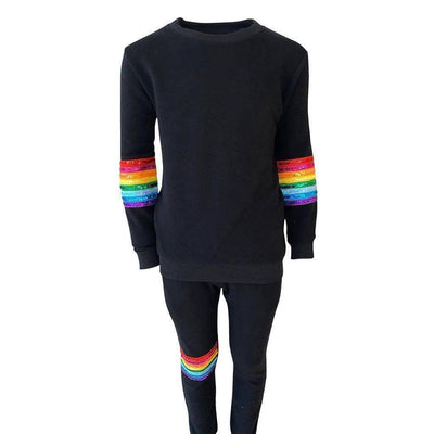 Lola & The Boys Set Black Rainbow Sequin Set