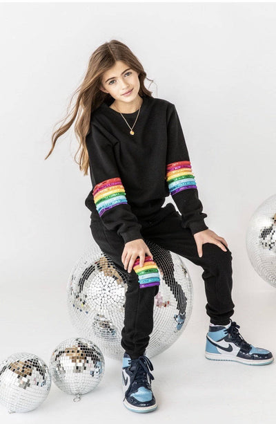 Lola & The Boys Set Black Rainbow Sequin Set