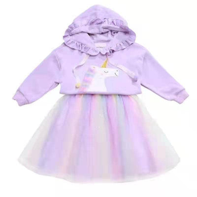 Lola & The Boys Set Lavender Hoodie Unicorn Tutu Set