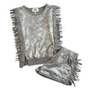 Lola + The Boys Set Metallic Silver Fringe Short Set