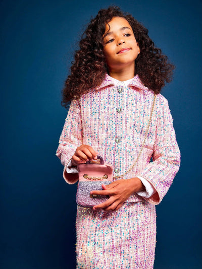 Lola + The Boys Set Pink Coco Sequin Tweed Suit