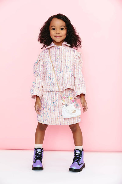 Lola + The Boys Set Pink Coco Sequin Tweed Suit