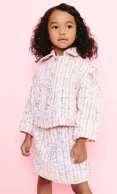 Lola + The Boys Set Pink Coco Sequin Tweed Suit