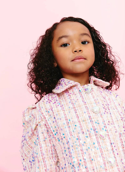 Lola + The Boys Set Pink Coco Sequin Tweed Suit