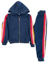 Lola + The Boys Set Rainbow Sequin Navy Joggers Hoodie Set