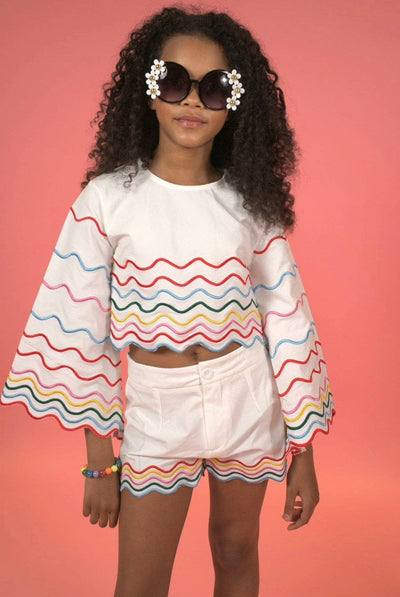 Lola + The Boys Set Rainbow Wave Short Set