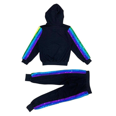 Lola + The Boys Set Sequin Rainbow Hoodie Track Set