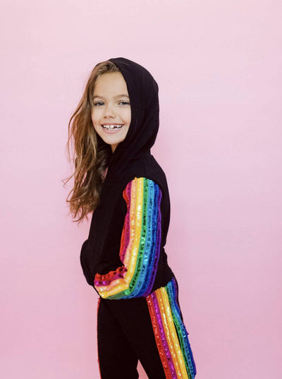 Lola + The Boys Set Sequin Rainbow Hoodie Track Set