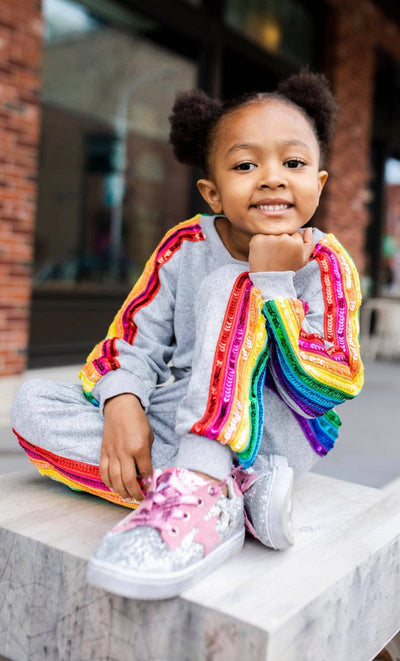 Lola + The Boys Set Sequin Rainbow Tracksuit Set