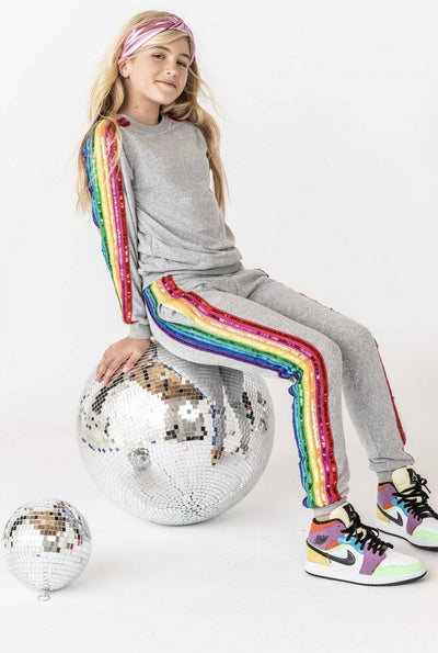 Lola + The Boys Set Sequin Rainbow Tracksuit Set