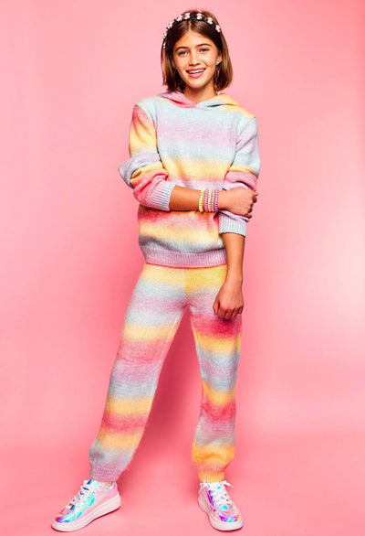 Lola + The Boys Set Sunset Knit Hoodie and Pants Set