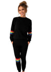 Lola & The Boys Set Women's Black Rainbow Sequin Set