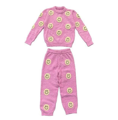 Lola + The Boys Set Adult Small / Pink Women’s Pinky Fuzzy Smiley Emoji  Set