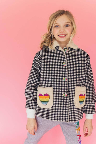 Lola + The Boys Shearling Rainbow Coat