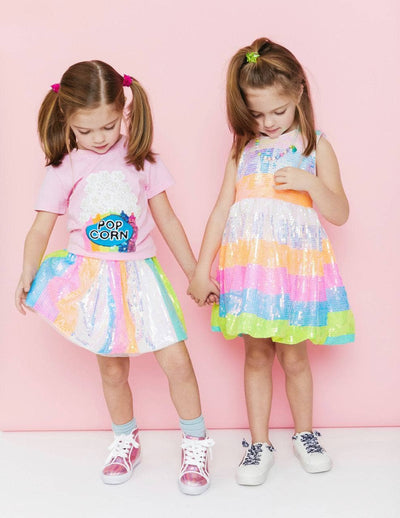 Lola + The Boys Sherbet Striped Sequin Party Dress