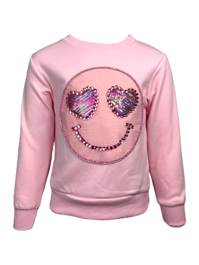 Lola + The Boys Shimmering Heart Eye Emoji Sweatshirt