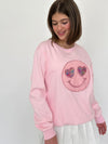 Lola + The Boys Shimmering Heart Eye Emoji Sweatshirt