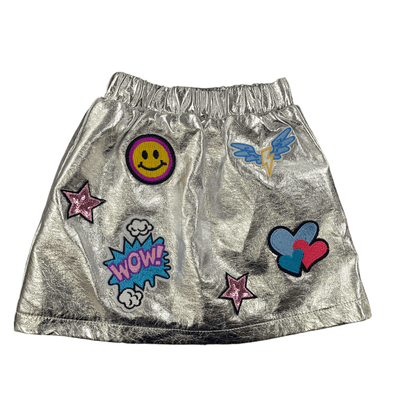 Lola + The Boys Silver Patch Mini Skirt