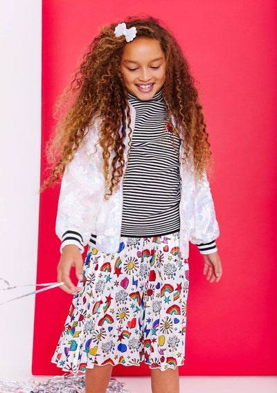 Lola + The Boys skirt Happy Graffiti Pleated Skirt