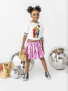 Lola + The Boys Skirts Magenta Rainbow Foil Skirt