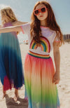 Lola + The Boys Skirts Ombre Pleated Rainbow Midi Skirt