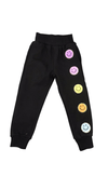 Lola + The Boys Smiley Emoji Black Joggers