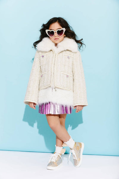 Lola + The Boys Snow White Tweed Coat