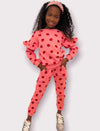 Lola + The Boys Strawberry Ruffle Joggers Set