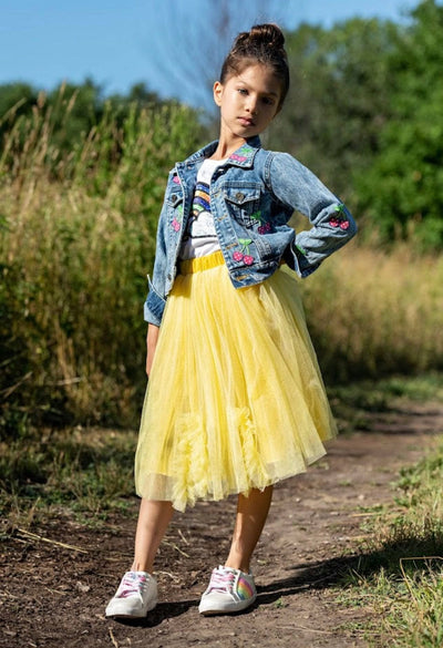 Lola + The Boys Sunny Tulle  Ruffle Midi Skirt