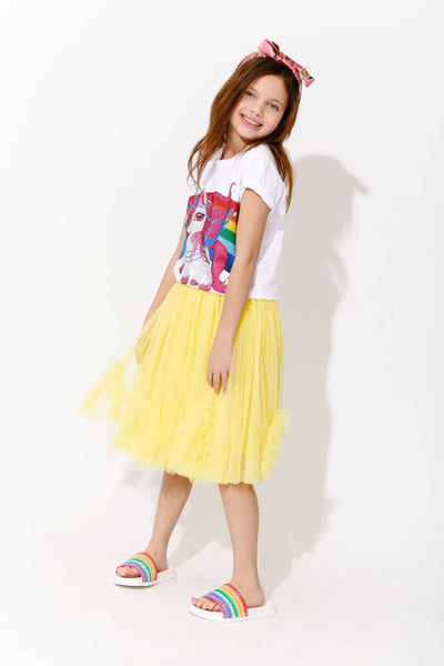 Lola + The Boys Sunny Tulle  Ruffle Midi Skirt