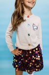 Lola + The Boys Sweaters & Sweatshirts Grey Rainbow Gem Unicorn Cardigan