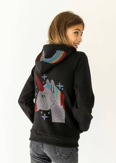 Lola + The Boys Sweaters & Sweatshirts Wanderlust Crystal  Unicorn Hoodie