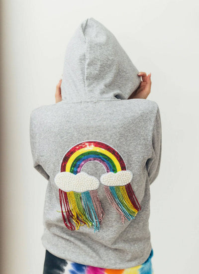 Lola + The Boys Sweaters & Sweatshirts Women's Crystal Rainbow Rain Hoodie