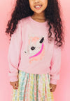 Lola + The Boys sweatshirt Fancy Unicorn Pink Sweatshirt