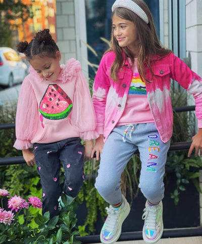 Lola & The Boys sweatshirt Watermelon Tulle Sequin Hoodie