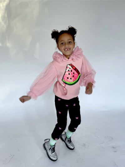 Lola & The Boys sweatshirt Watermelon Tulle Sequin Hoodie