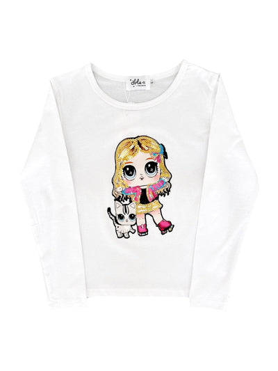 Lola + The Boys Tees Doll and Cat Long Sleeve Shirt