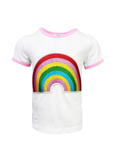 Lola + The Boys Tees Happy Rainbow Crystal Patch T-Shirt