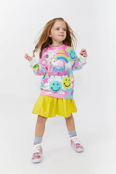 Lola + The Boys Tie Dye Patch Unicorn Sweater