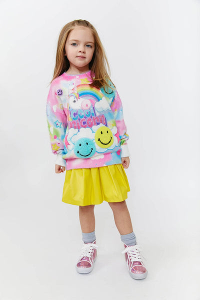 Lola + The Boys Tie Dye Patch Unicorn Sweater