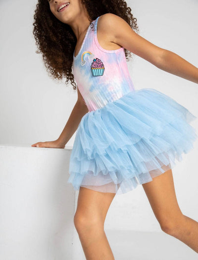 Lola + The Boys Tie dye Rainbow cupcake tutu dress